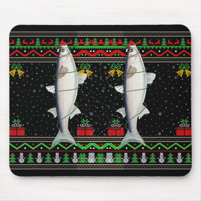 Mullet Fish Lover Matching Ugly Mullet Christmas T Mouse Pad (Front)