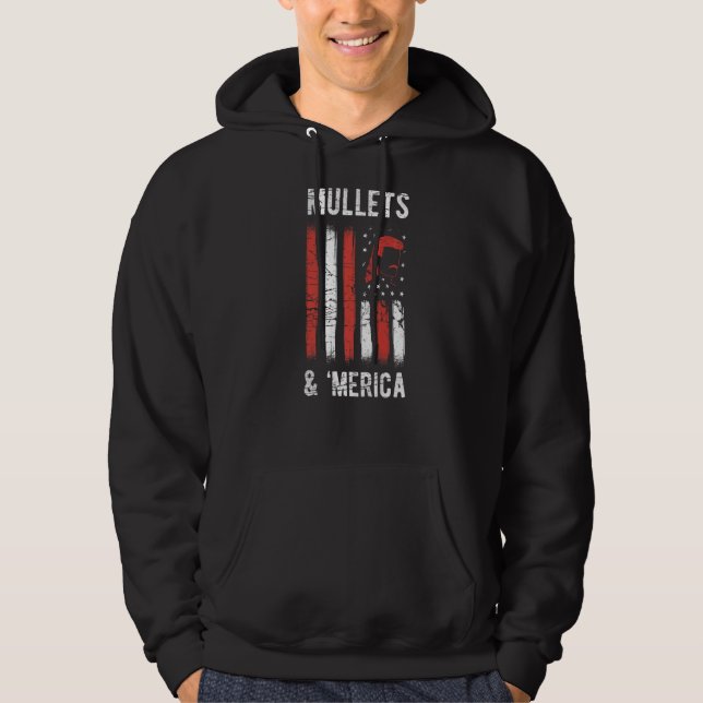 Mullets & 'merica American Flag Hoodie (Front)