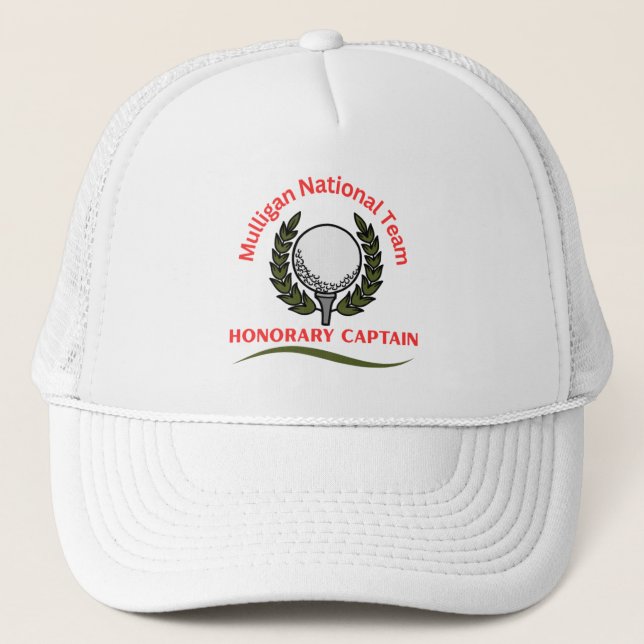 "Mulligan National Team, Honorary Captain" Golf Trucker Hat (Front)