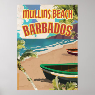 Mullins Beach Bay Barbados travel poster. Poster