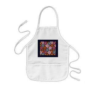 Mult-Coloured Flowers Pattern Kids Apron