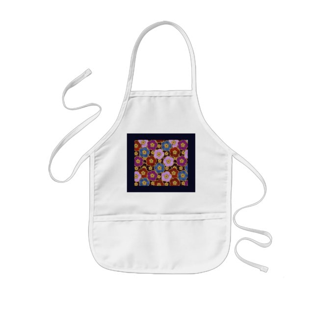 Mult-Coloured Flowers Pattern Kids Apron (Front)
