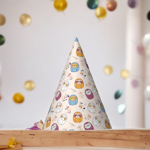 Multcolor Sleepy Sloth Cartoon Party Hat