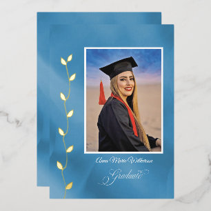 Multi-blue and Ivy College Graduation announcement