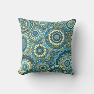 Multi Blue Green Mandalas Cushion