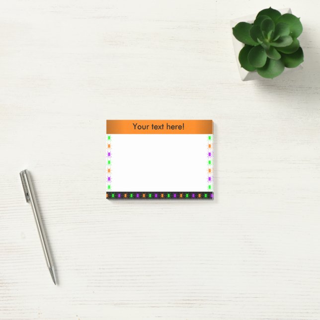 Multi bright spiders orange personalised post-it notes (Office)