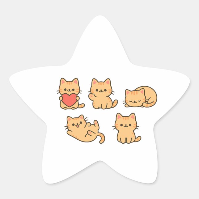 Multi‑Cat Sticker – Kawaii Cats Star Sticker (Front)