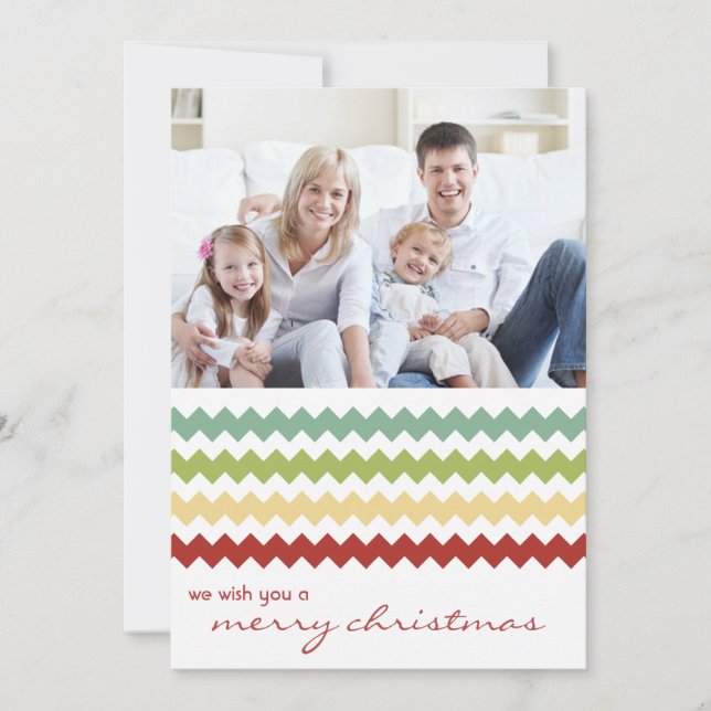 Multi Chevron Chic Family Holiday Flat Card (Front)