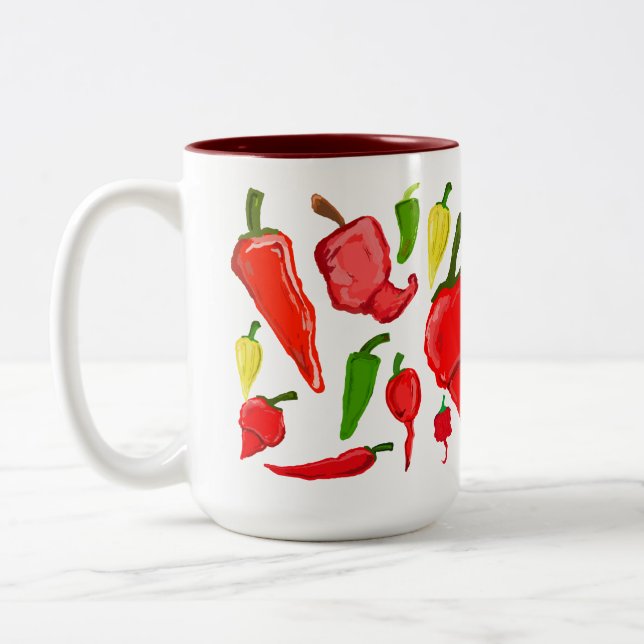 Multi Chili Two-Tone Coffee Mug (Left)