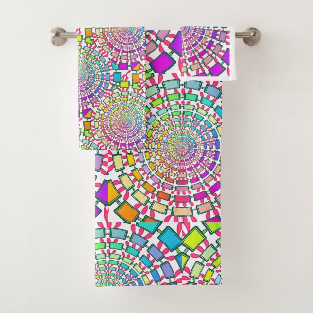 MULTI COLOR CIRCLES BATH TOWEL SET (Insitu)