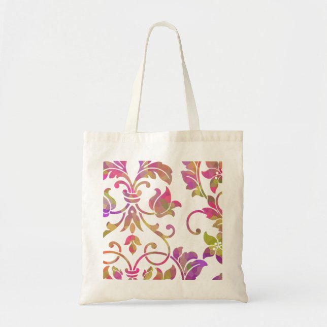 Multi-Color Embossed Damask Tote Bag (Front)