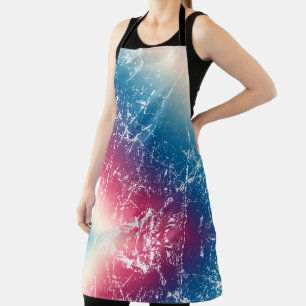 Multi-color Red Blue Scratched Marble Distressed Apron