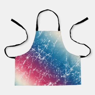 Multi-color Red Blue Scratched Marble Distressed Apron