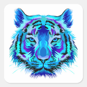 Multi color tiger design square sticker
