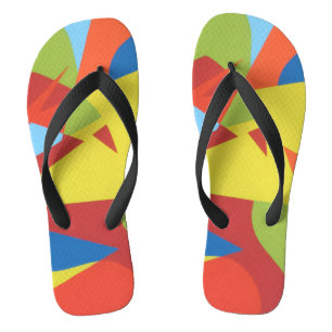 Multi-Color Toucan Pattern Flip Flops