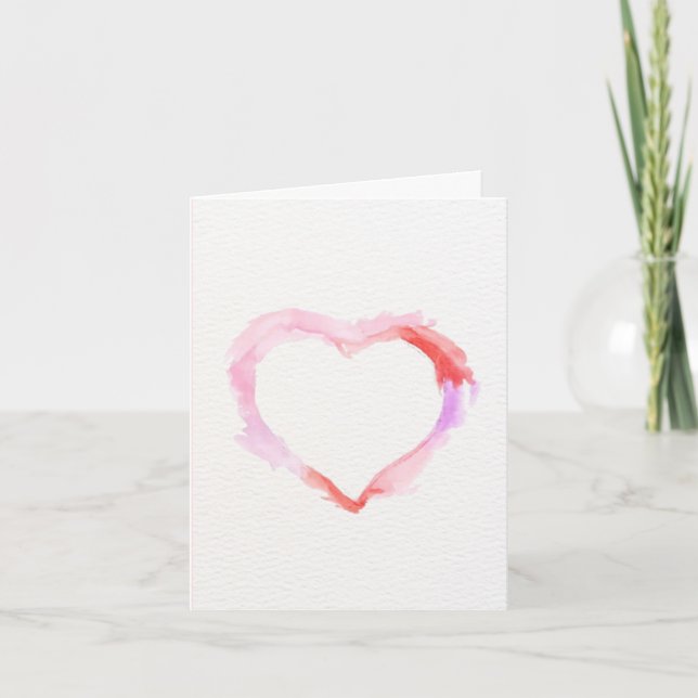 Multi-color Watercolor Heart Valentine's Day Card (Front)