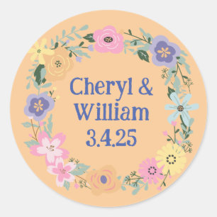 Multi-Color Wildflower Garden Blooms Floral  Classic Round Sticker