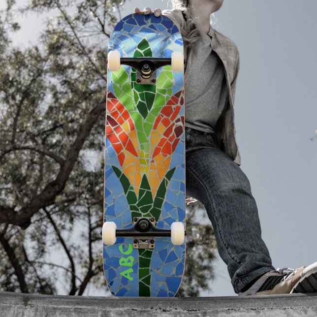 Multi Colore Mosaic Tile Flower Skateboard (Creator Uploaded)