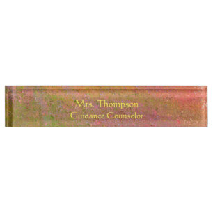 MULTI-COLORED ABSTRACT/PINKS,GOLDS,GREENS/DIG.MANI NAMEPLATE