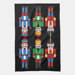 Multi-colored Christmas Nutcrackers Tea Towel