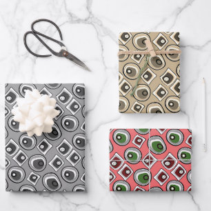 Multi-colored circles and retro sixties  wrapping paper sheet