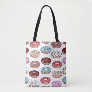 Multi-colored donuts hand drawn seamless pattern. tote bag