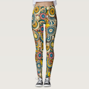 Multi Colored Floral Abstract Tentacle Swirl Artsy Leggings