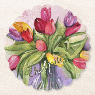 Multi-colored Floral Paper Coaster