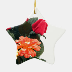 Multi-Colored Flowers Ceramic Ornament