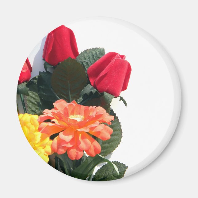 Multi-Colored Flowers Magnet (Front)