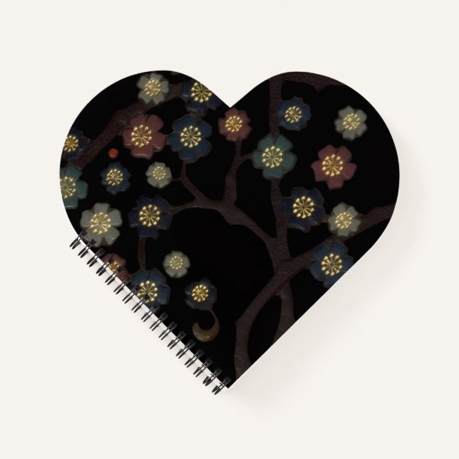 Multi-Colored Flowers On Black Notebook (Front)