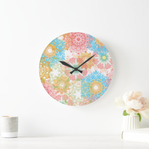Multi-Colored Flowers Wall Clock