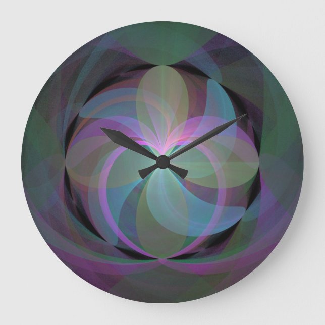 Multi Colored Fractal Fan Large Clock (Front)