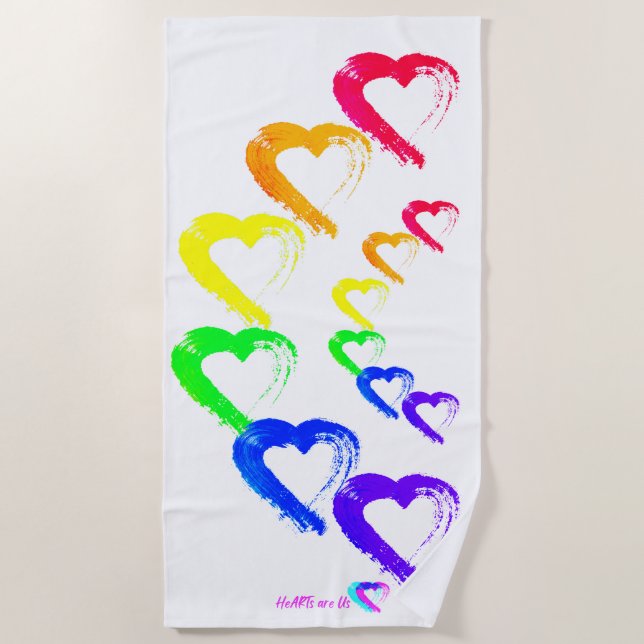 Multi Colored Hearts Beach Towel (Front)