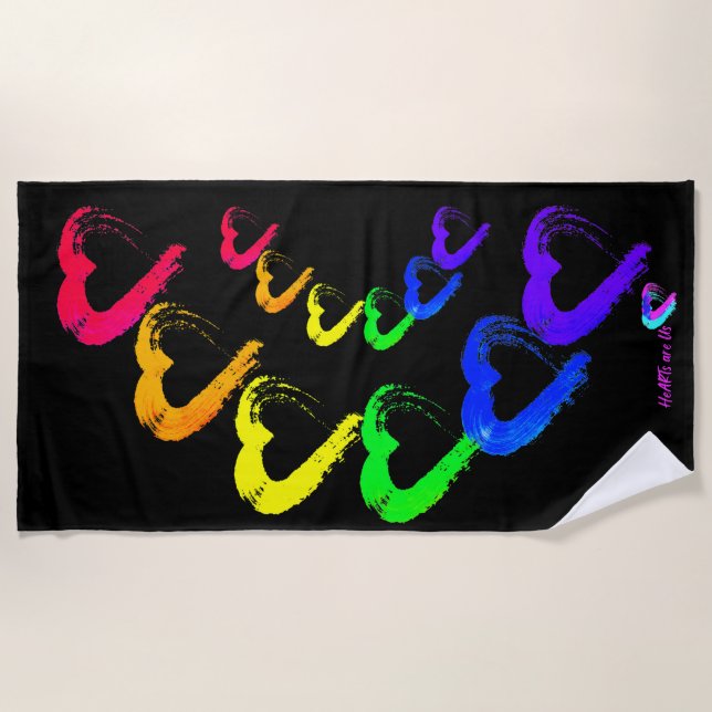 Multi Colored Hearts Beach Towel (Front)