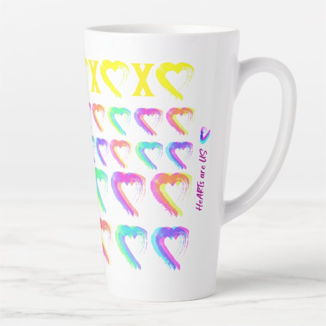 Multi colored Hearts Latte Mug (Right)