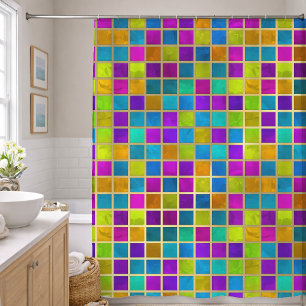 Multi Colored Jewel Mosaic Shower Curtain