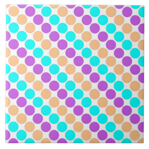 Multi colored large polka dots retro sixties ceramic tile