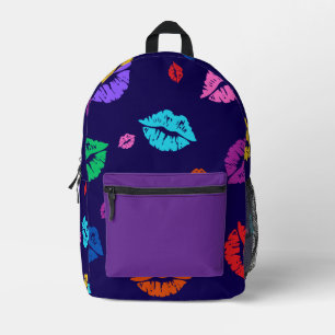 Multi-colored Lip Print Backpack