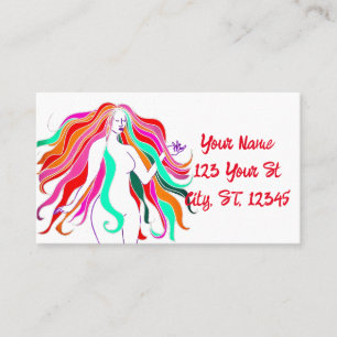 Multi-colored long-haired goddess Thunder_Cover Business Card
