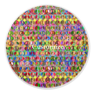 Multi-colored peace symbols pattern Thunder_Cove Ceramic Knob