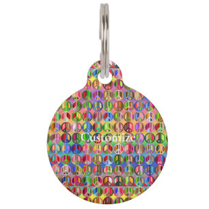 Multi-colored peace symbols pattern Thunder_Cove Pet Tag
