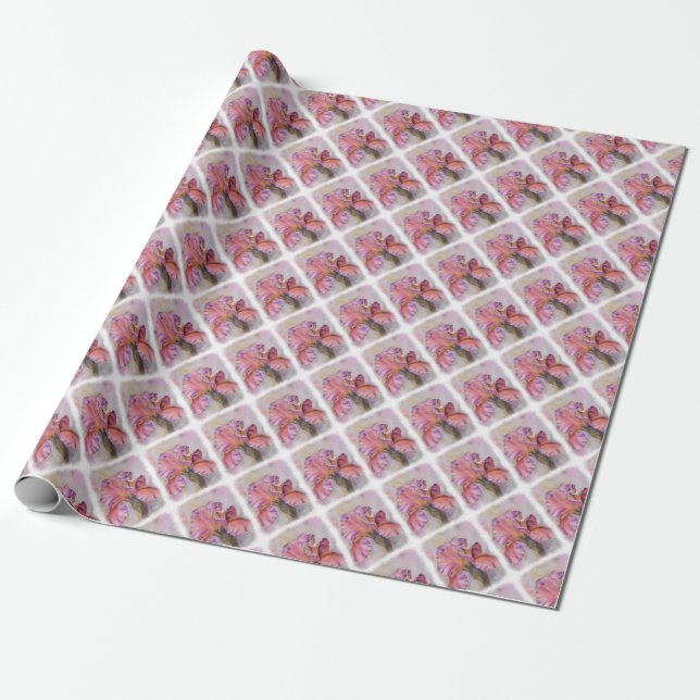 MULTI-COLORED PINK IRIS WRAPPING PAPER (Unrolled)