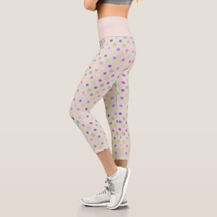 multi-colored polka dots capri leggings