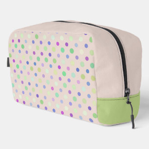 multi-colored polka dots dopp kit