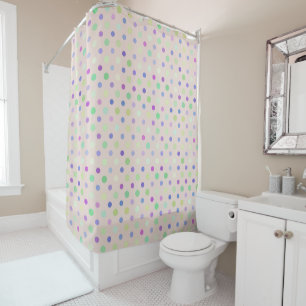 multi-colored polka dots shower curtain