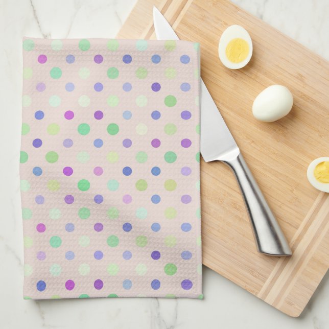 multi-colored polka dots tea towel (Quarter Fold)