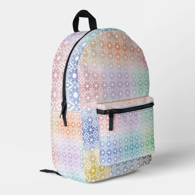 Multi-Colored Printed Backpack (Back Corner Left)