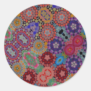 Multi-colored Quilt Pattern Classic Round Sticker