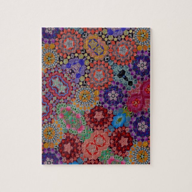 Multi-colored Quilt Pattern Jigsaw Puzzle (Vertical)